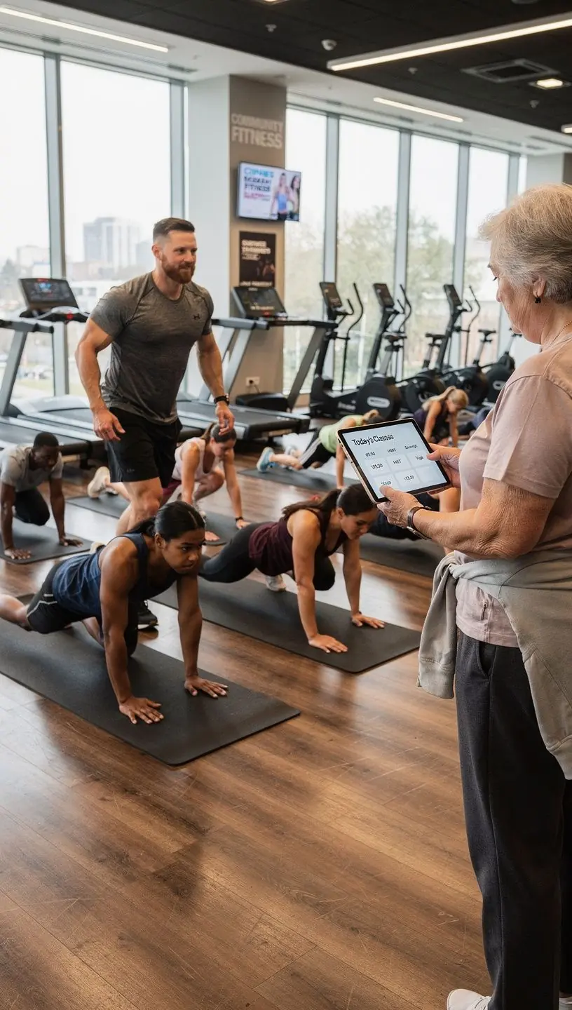 Skaidra un intuitīva lietotāja saskarne sporta centra mobilajā lietotnē.